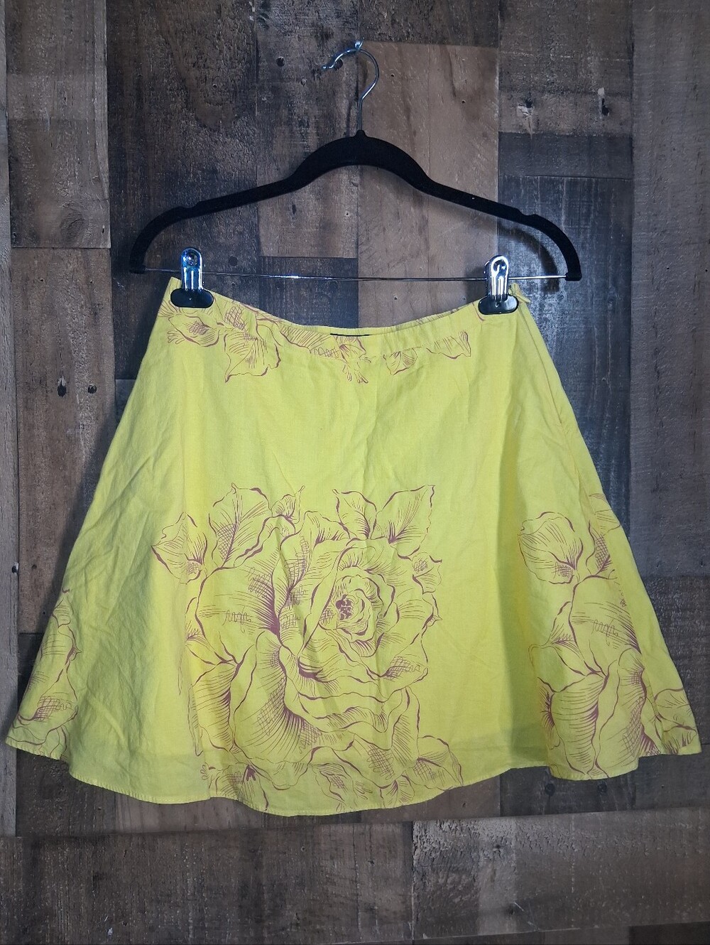 Vintage Betsey Johnson New York Skirt Y2k Yellow Floral Cotton Size 4